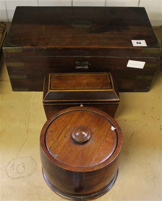 Tea caddy, tobacco box and mahogany box